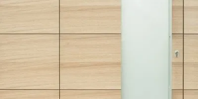 Bespoke veneer front door with glass panel